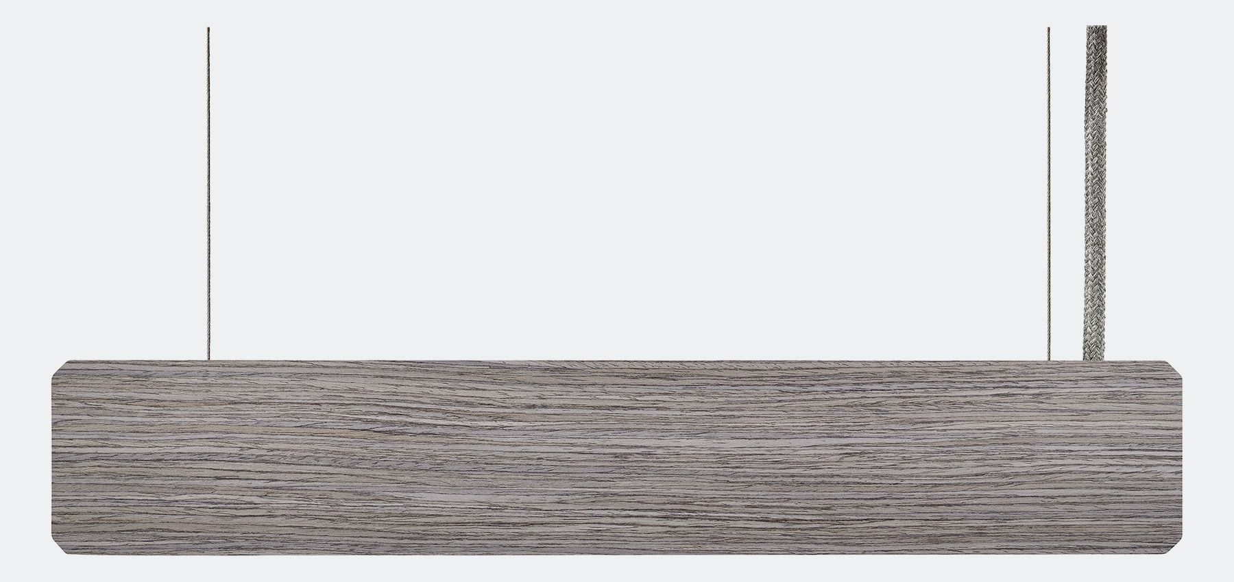 Lampada a sospensione Wanda legno ricomposto rovere grigio fronte Genoma Design